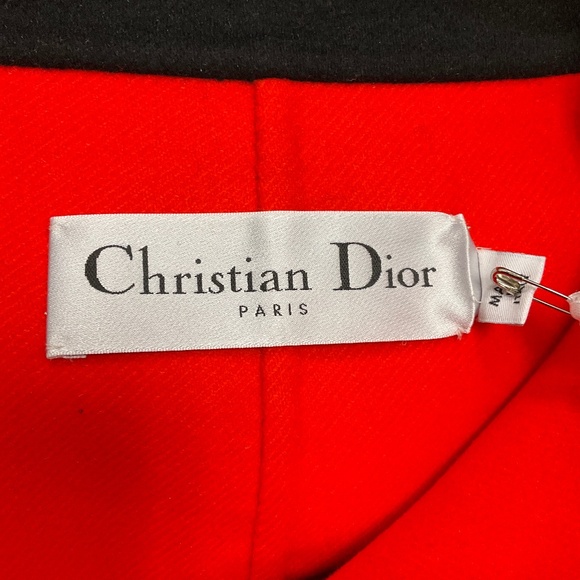 CHRISTIAN DIOR BRIGHT ORANGE / LIGHT BLUE DOUBLE FACE FANTAISIE COAT - Picture 4 of 7